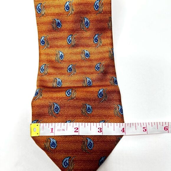 Joseph Abboud Silk Made in Italy Necktie Brown Blue Tie Paisley Mens Workwear - Picture 6 of 7
